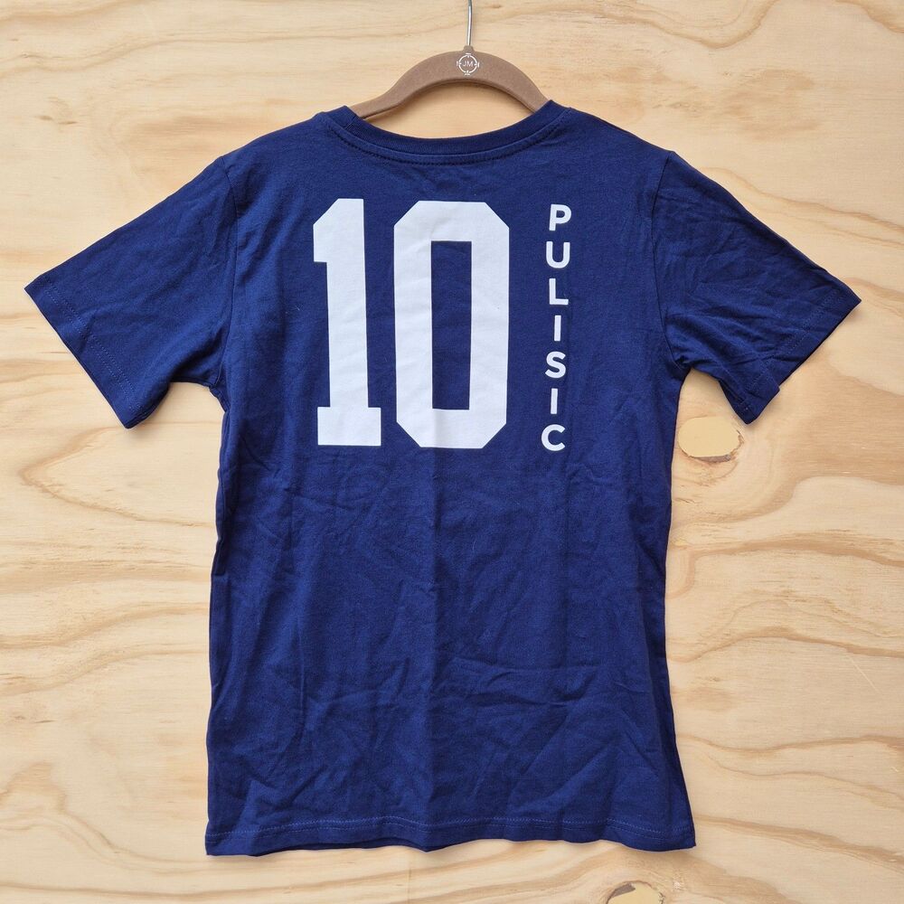 Christian Pulisic #10 USA Soccer T Shirt Youth L 12/14 Navy Blue USMNT NWT